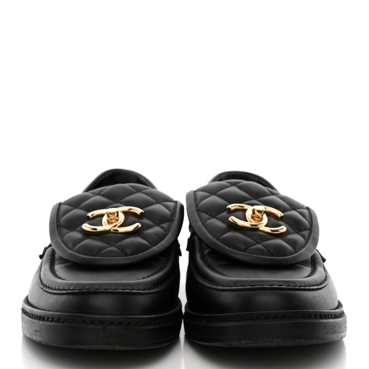 Chanel Lambskin Quilted CC Turnlock Loafers 37.5 Black 37.5 Black 3 of 12