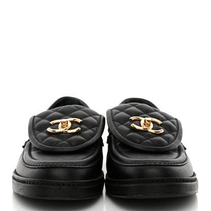 Chanel Lambskin Quilted CC Turnlock Loafers 37.5 Black 37.5 Black 3 of 12
