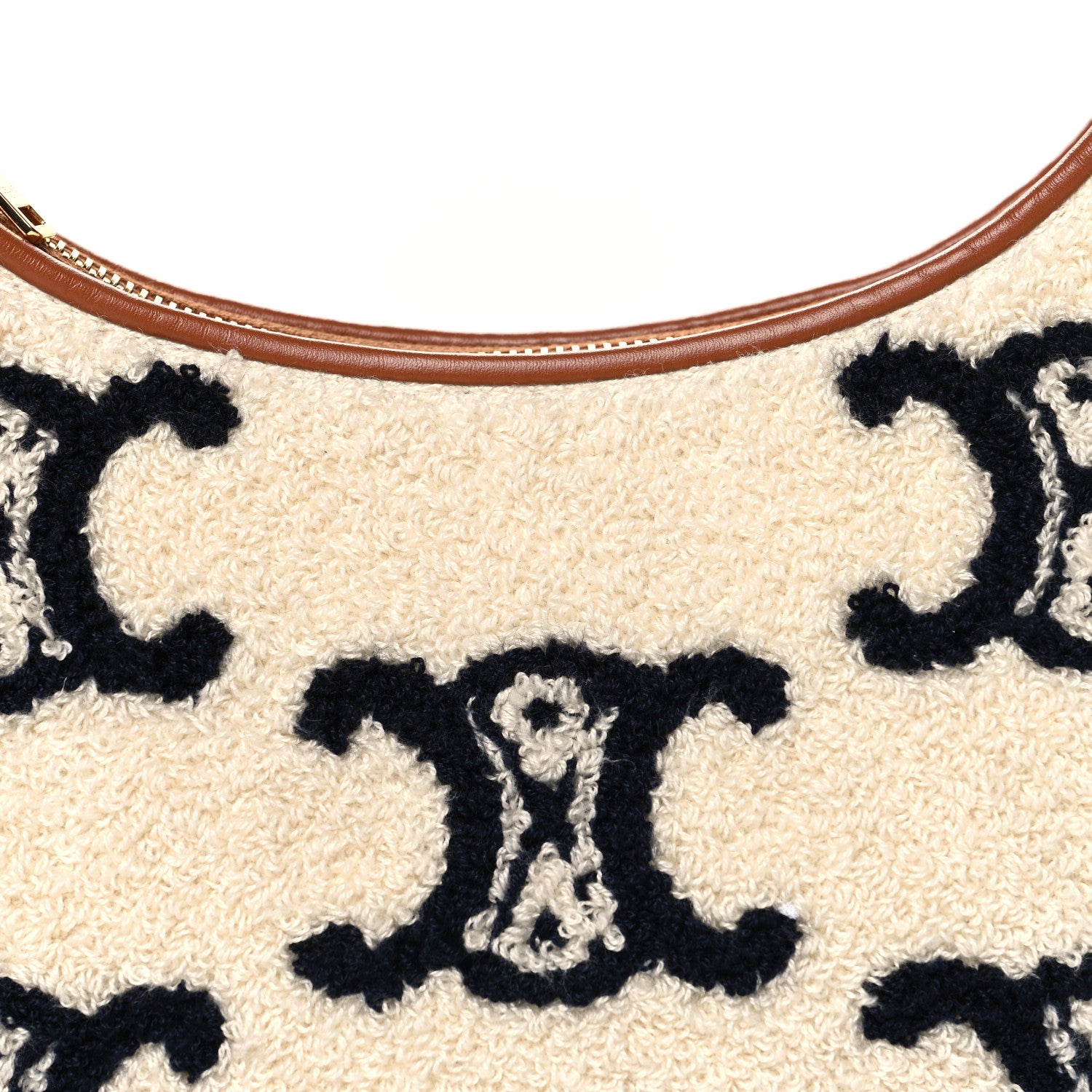 Celine Bouclette Embroidered Ava Triomphe Shoulder Bag Navy Tan 8 of 10