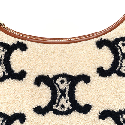 Celine Bouclette Embroidered Ava Triomphe Shoulder Bag Navy Tan 8 of 10