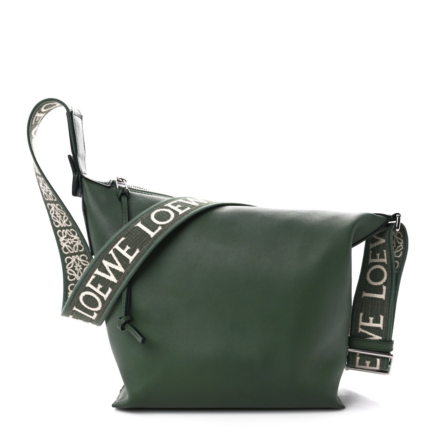 Supple Smooth Calfskin Jacquard Cubi Crossbody Bag Green