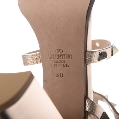 Valentino Garavani Metallic Pebbled Calfskin Rockstud 90mm City Sandals 40 Rame 8 of 9