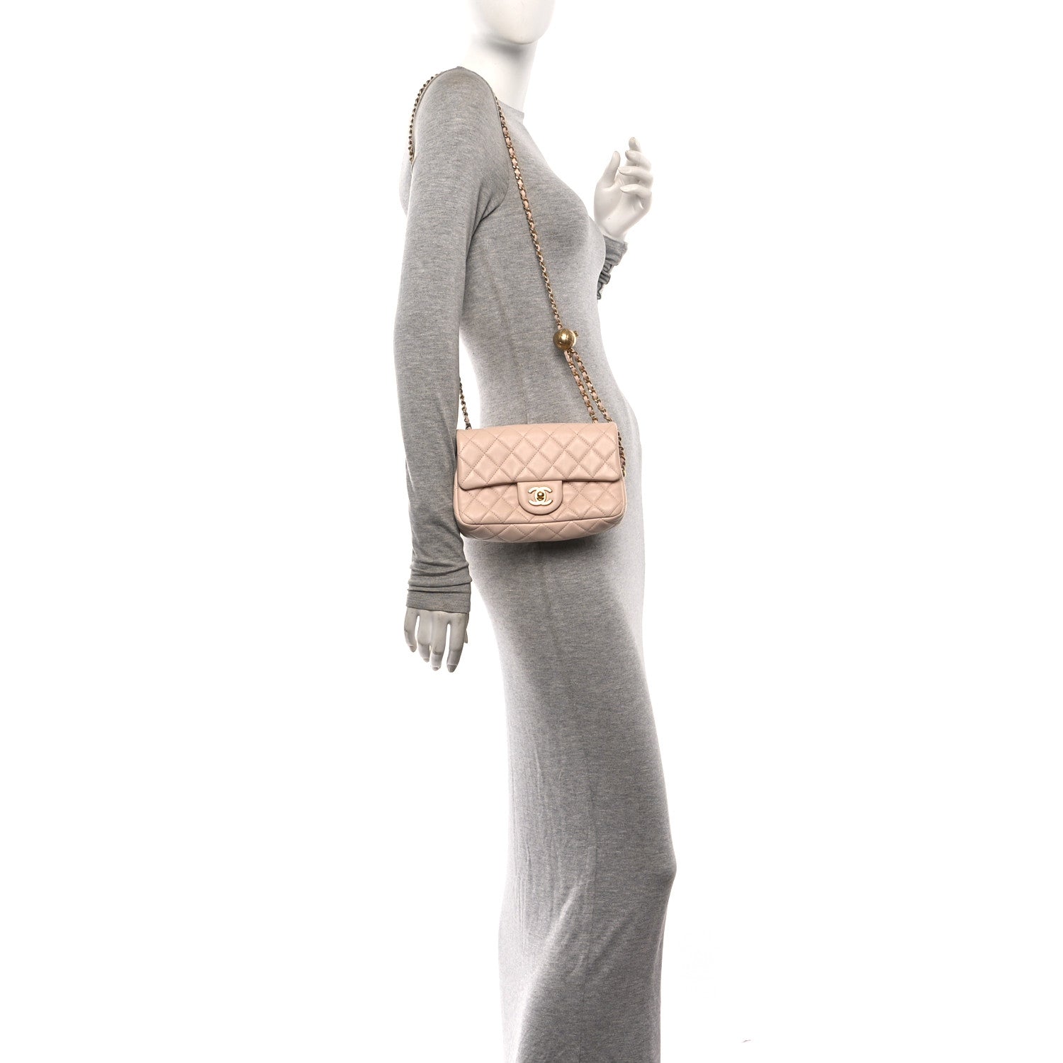 Chanel Lambskin Quilted Mini Rectangular Pearl Crush Flap Beige 2 of 11