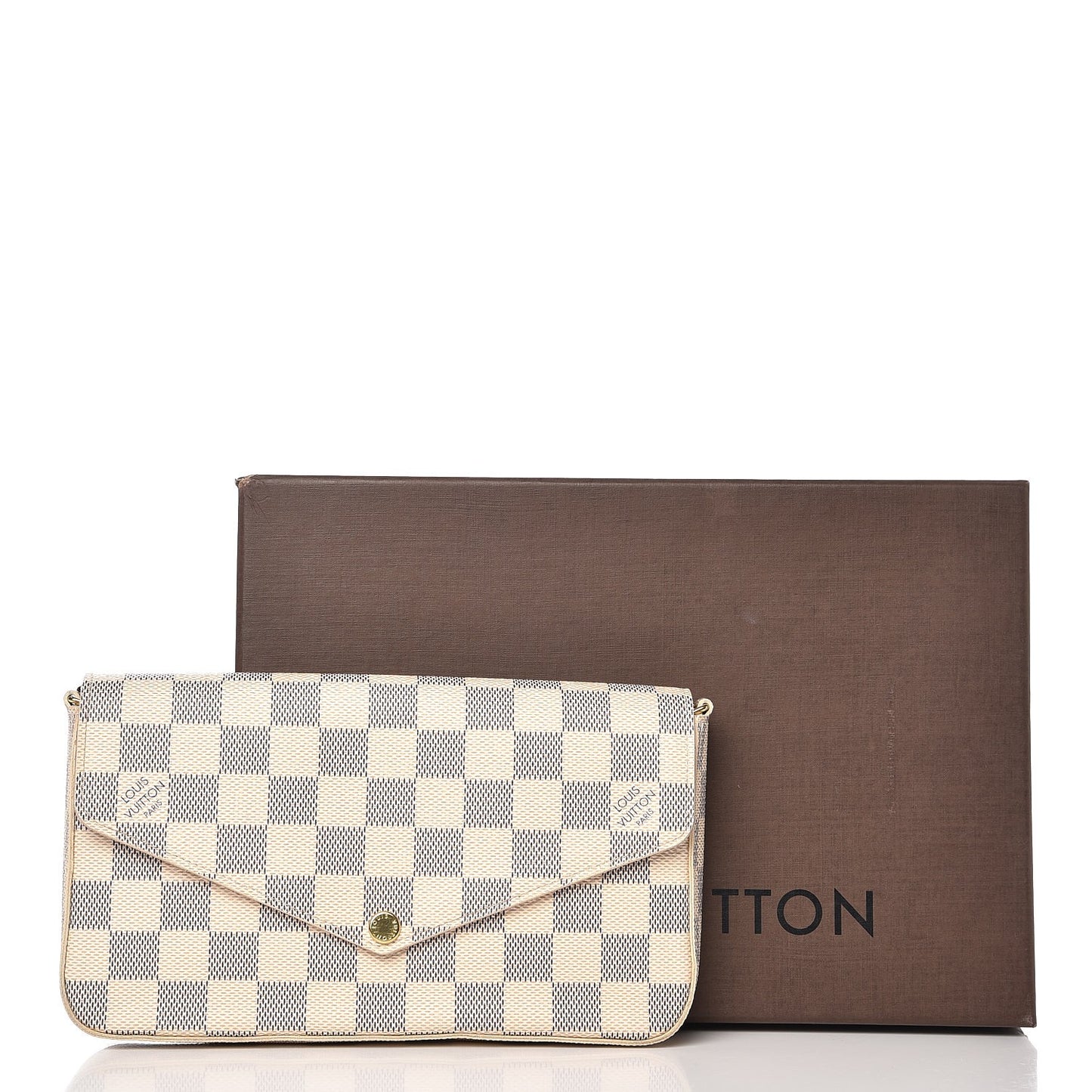 Damier Azur Pochette Felicie Chain Wallet Rose Ballerine