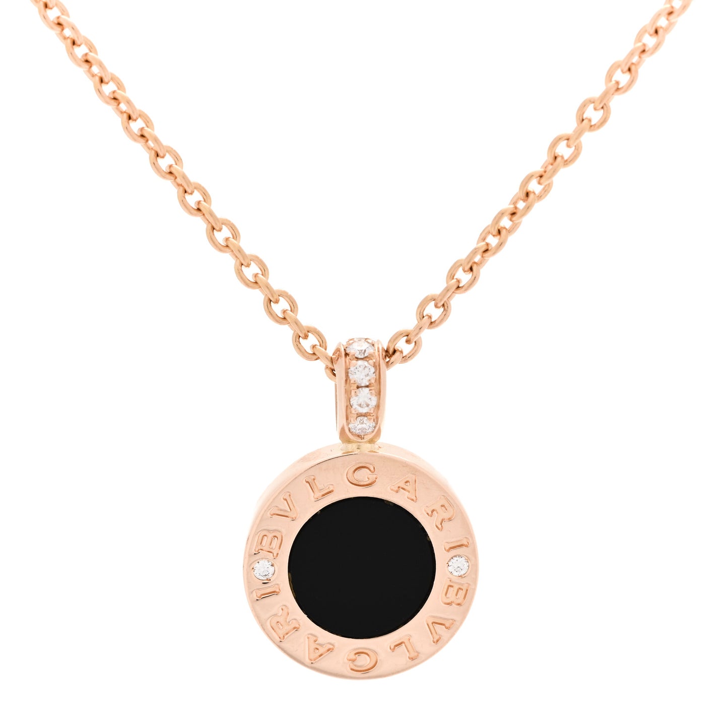 18K Rose Gold Diamond Black Onyx Mother of Pearl BVLGARI BVLGARI Pendant Necklace