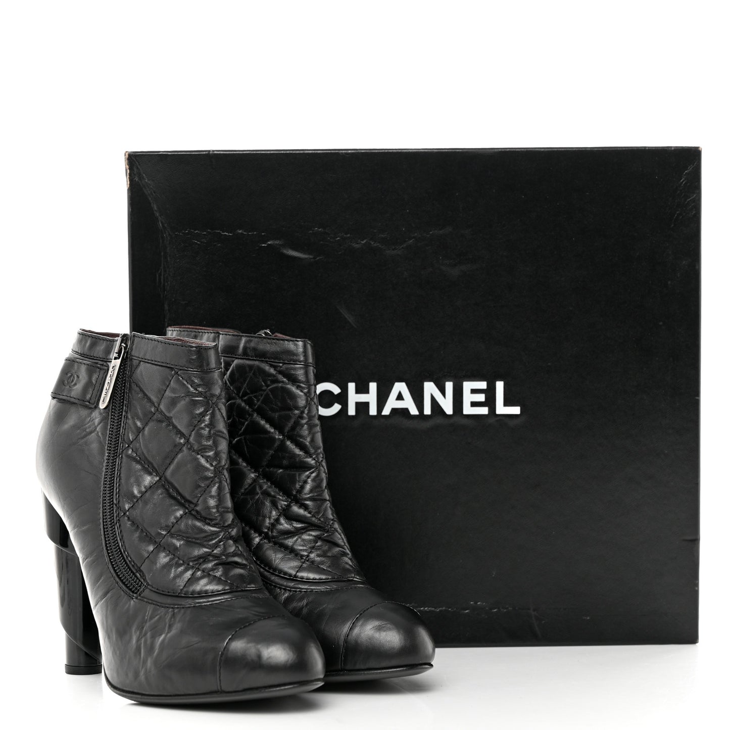 Calfskin Quilted Reissue Booties 38.5 Black