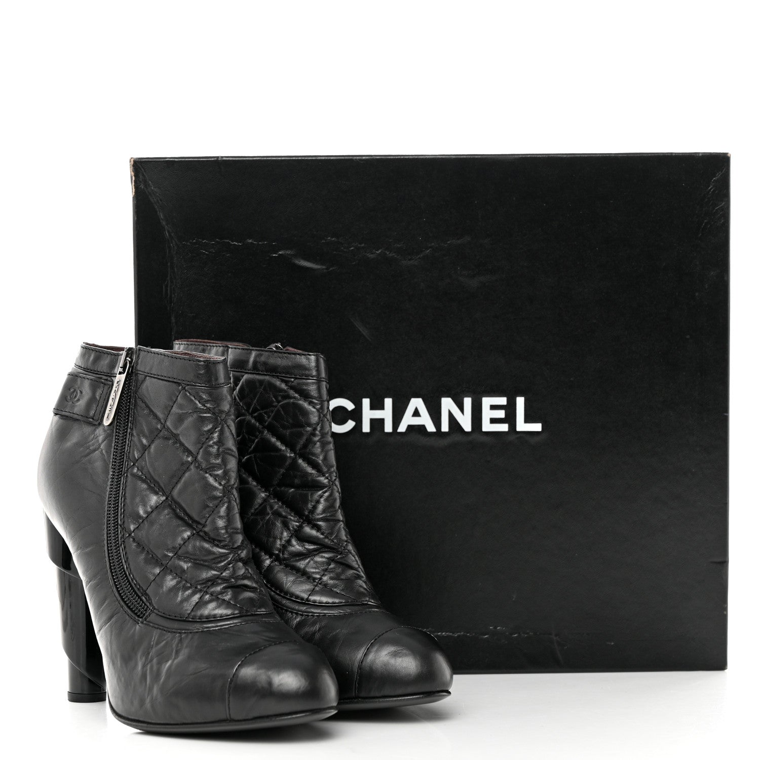 Chanel Calfskin Quilted Reissue Booties 38.5 Black 9 of 9
