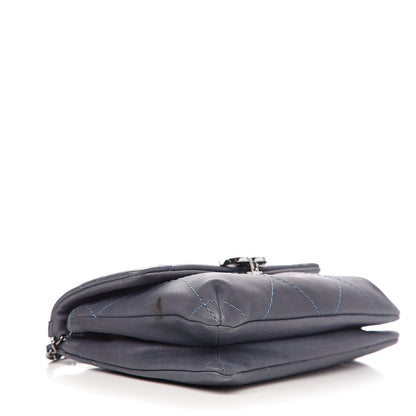 Chanel Washed Calfskin Diamond Stitch Hamptons Clutch With Chain Blue 3 of 13