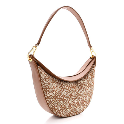 Loewe Jacquard Anagram Calfskin Small Luna Bag Tan Pecan 3 of 11