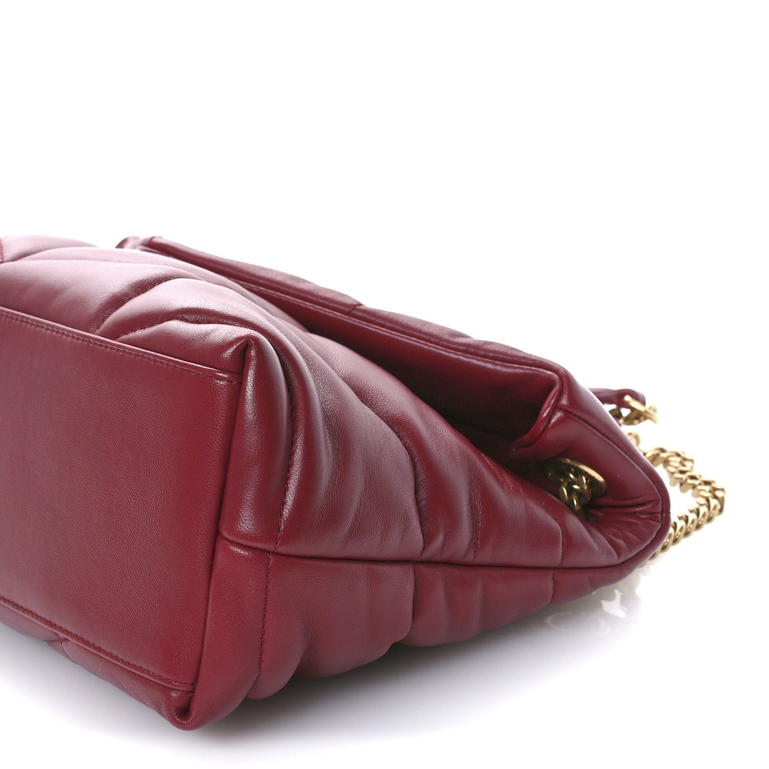 Saint Laurent Lambskin Quilted Small Loulou Puffer Monogram Chain Satchel Red 9 of 10