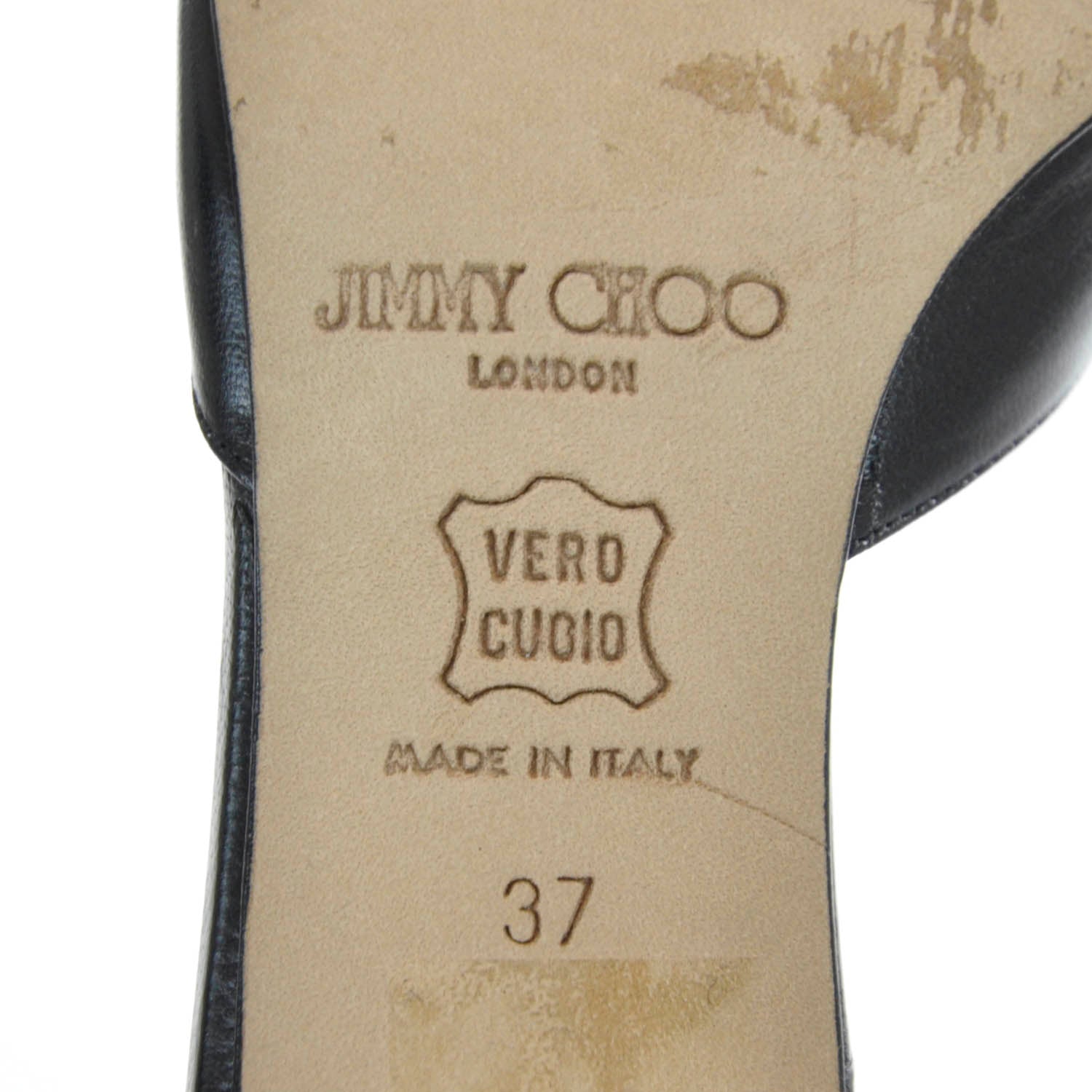 Jimmy Choo Leather Kitten Heels Slides 37 Black 4 of 6