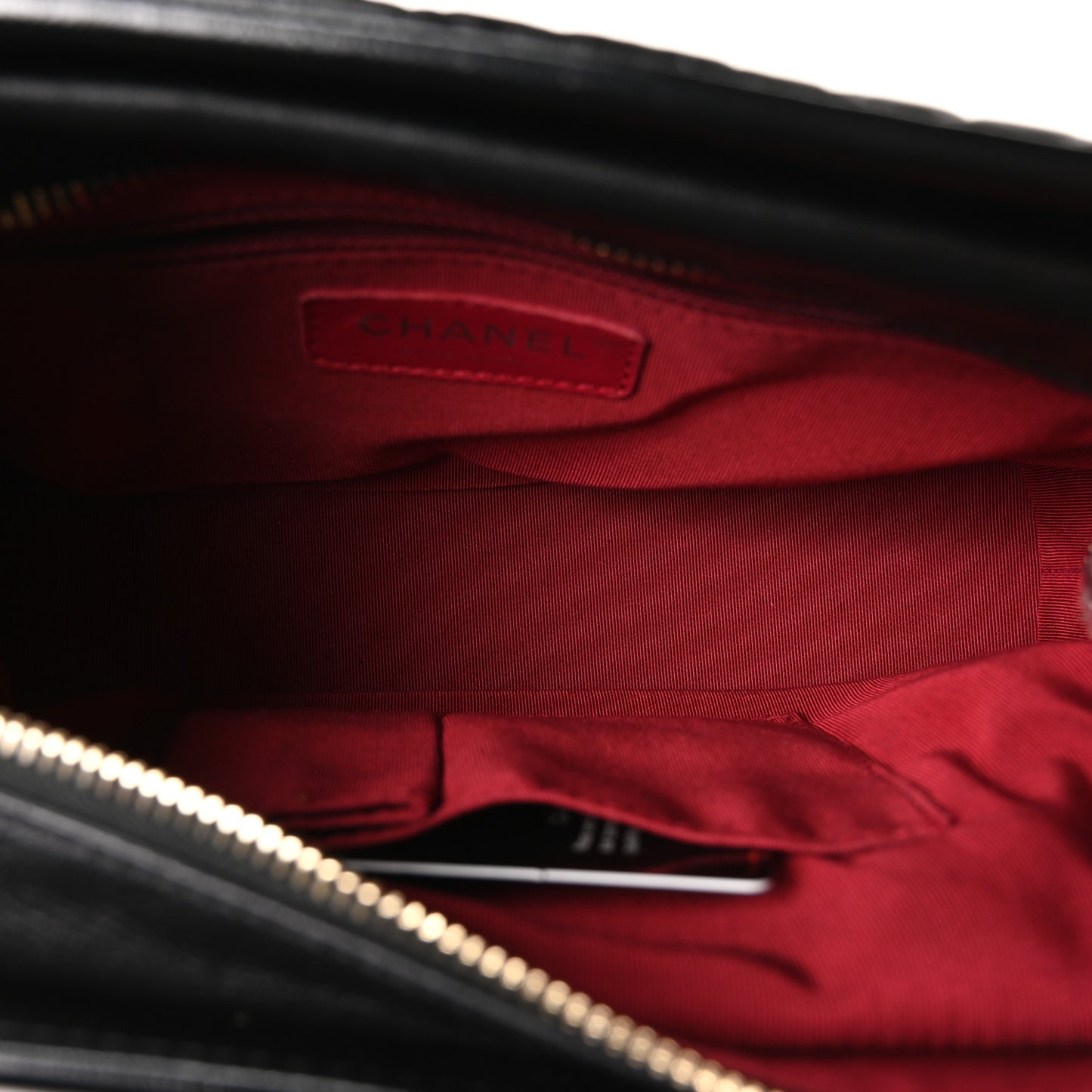 Aged Smooth Calfskin Quilted Medium Gabrielle Logo Hobo Black