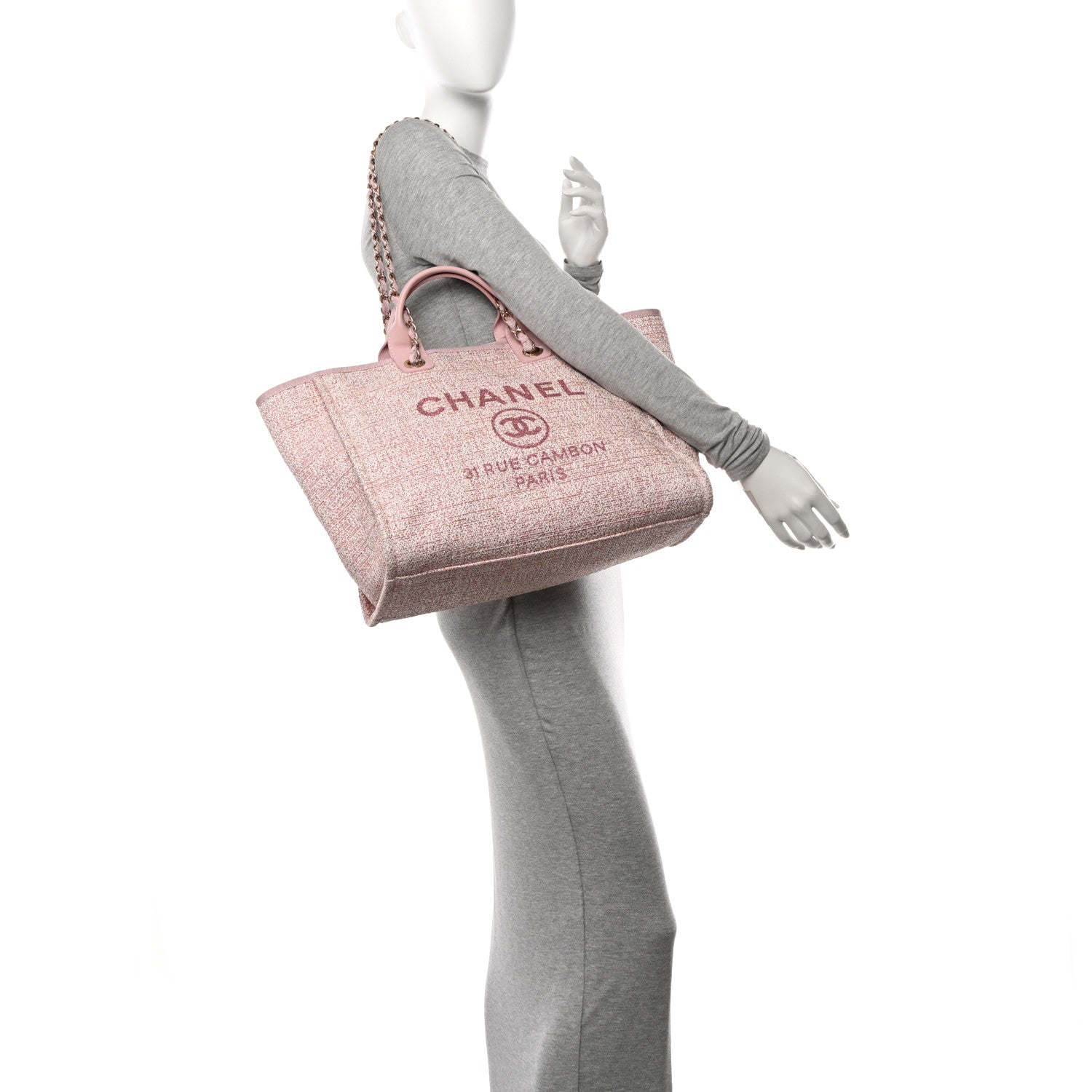 Chanel Lurex Boucle Deauville Medium Tote Pink 2 of 10