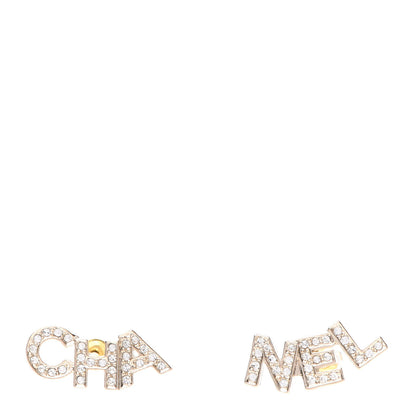 Chanel Crystal Pearl Signature Stud Earrings Gold 1 of 6
