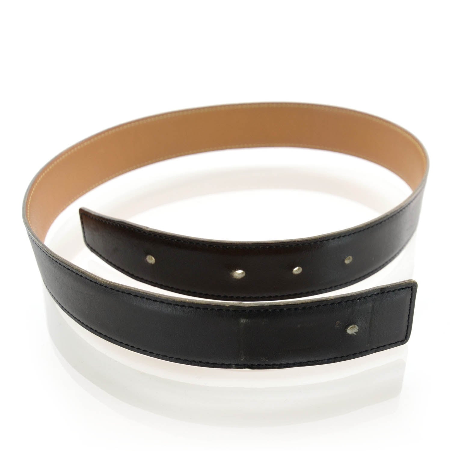 Hermes Box Courchevel Reversible Belt Strap Black Gold 65 1 of 4