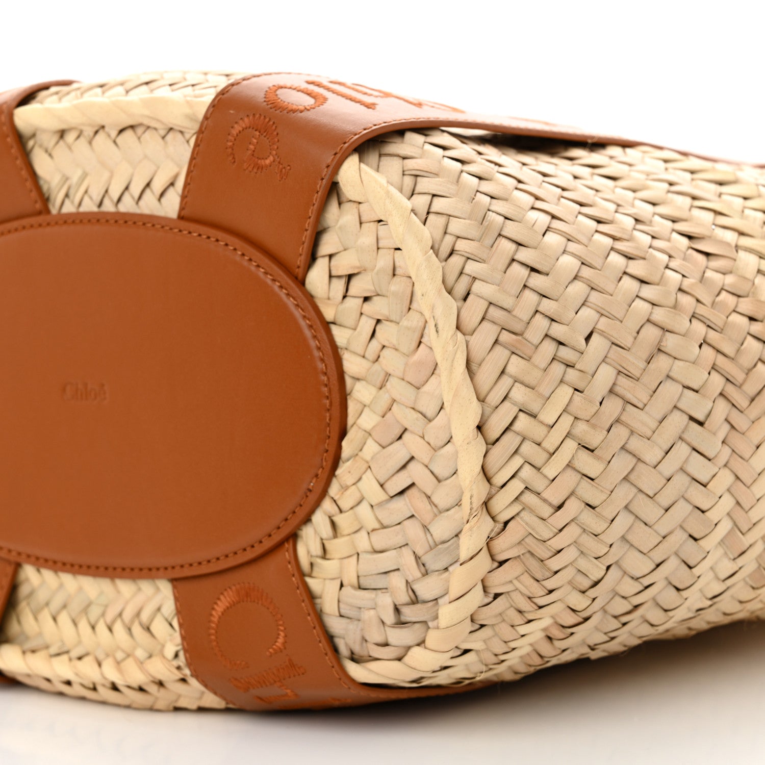Chloe Raffia Smooth Calfskin Medium Sense Basket Caramel 9 of 11