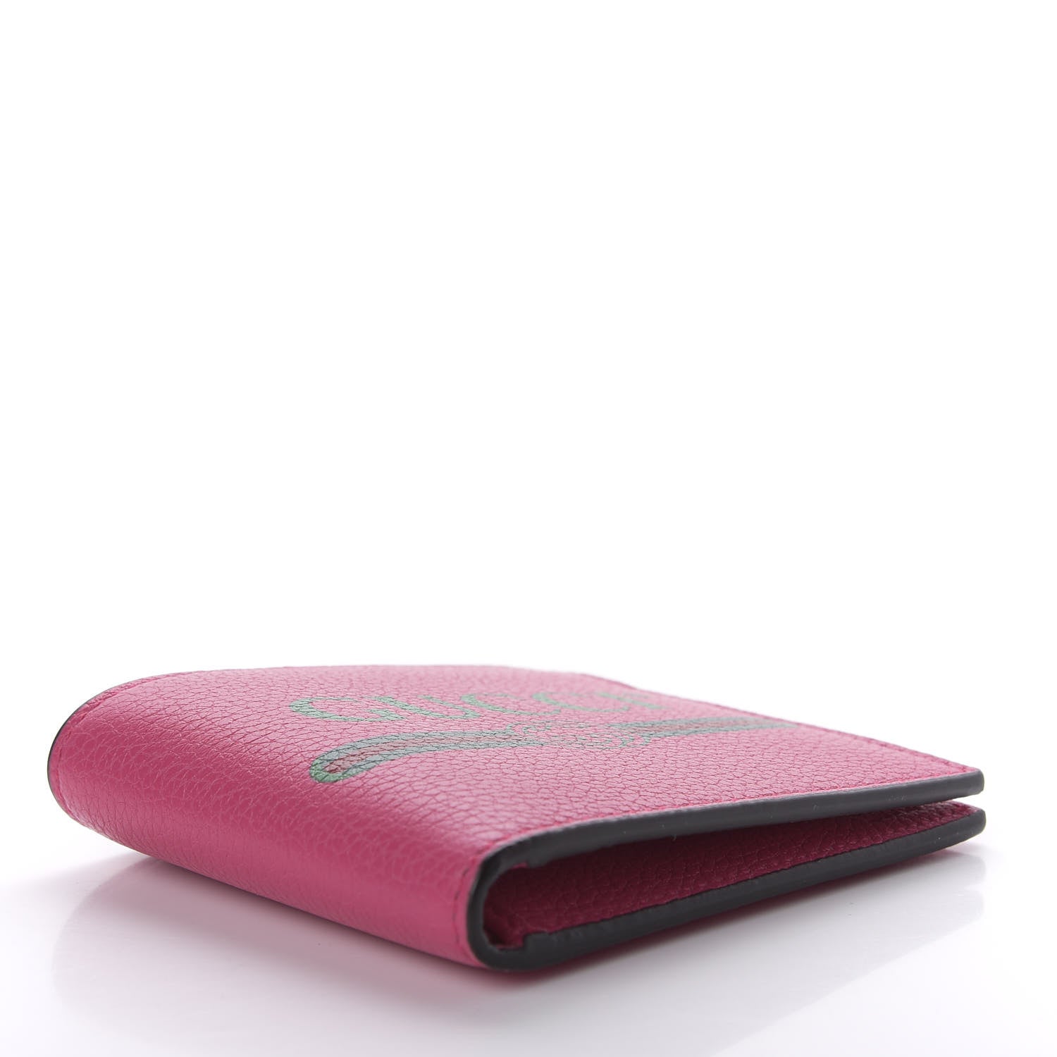 Gucci Grained Calfskin Logo Bi-Fold Wallet Box Pink Green 4 of 7