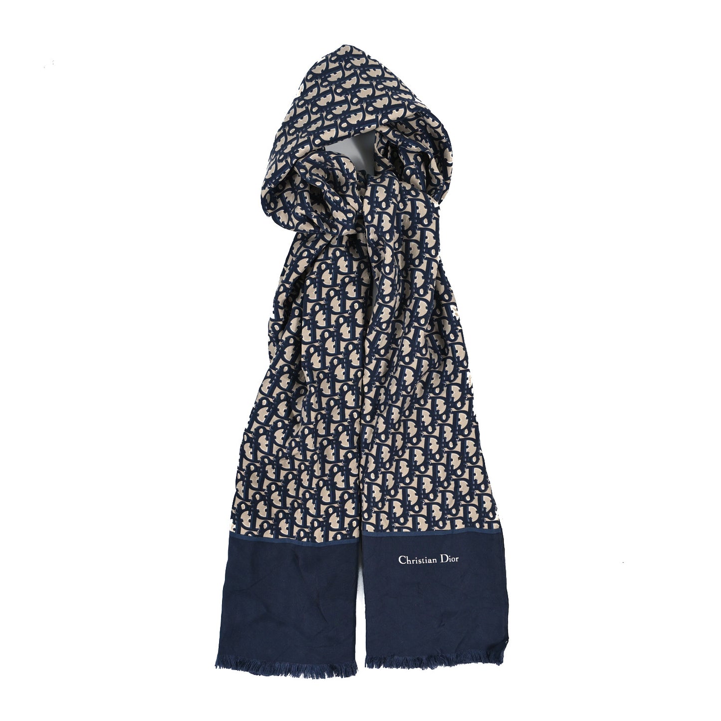 Silk Oblique Scarf Blue