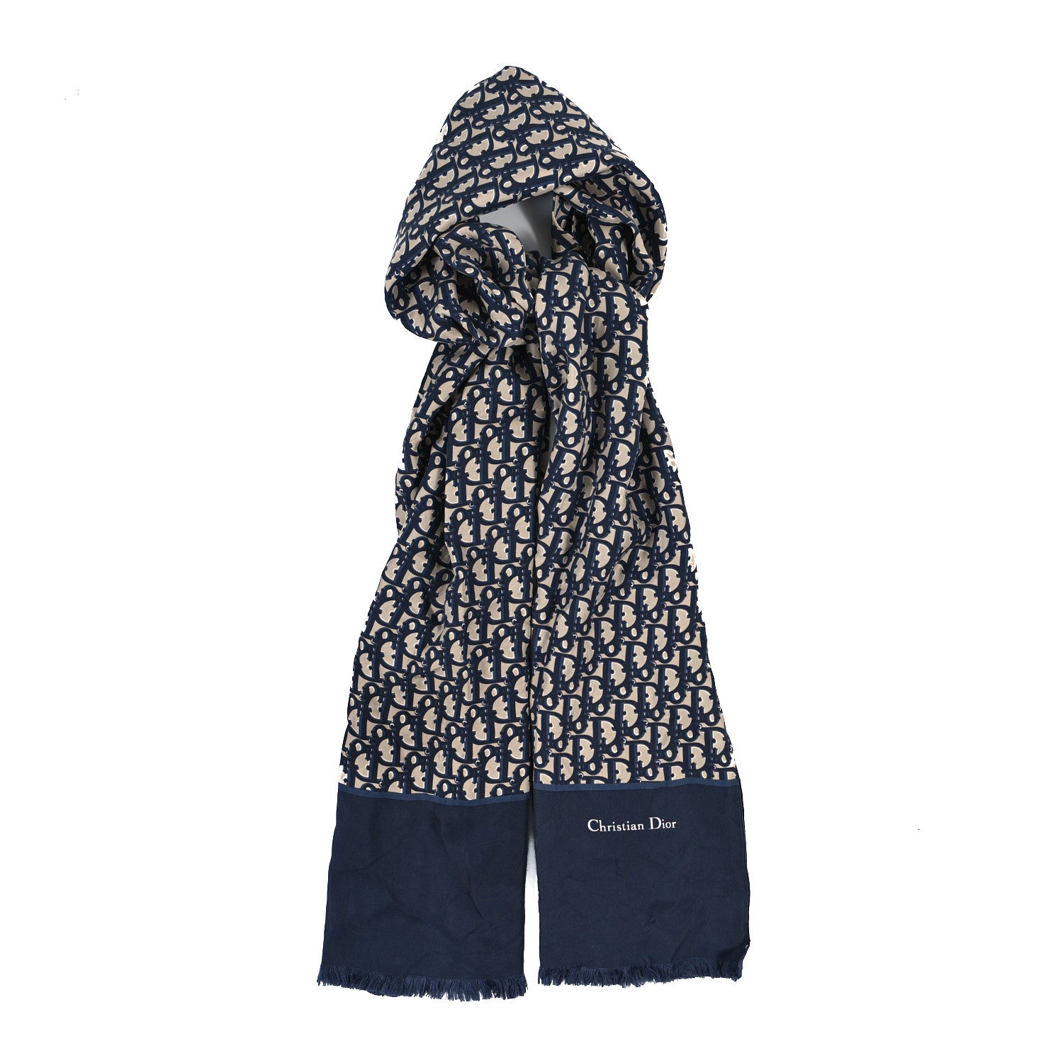 Christian Dior Silk Oblique Scarf Blue 1 of 3