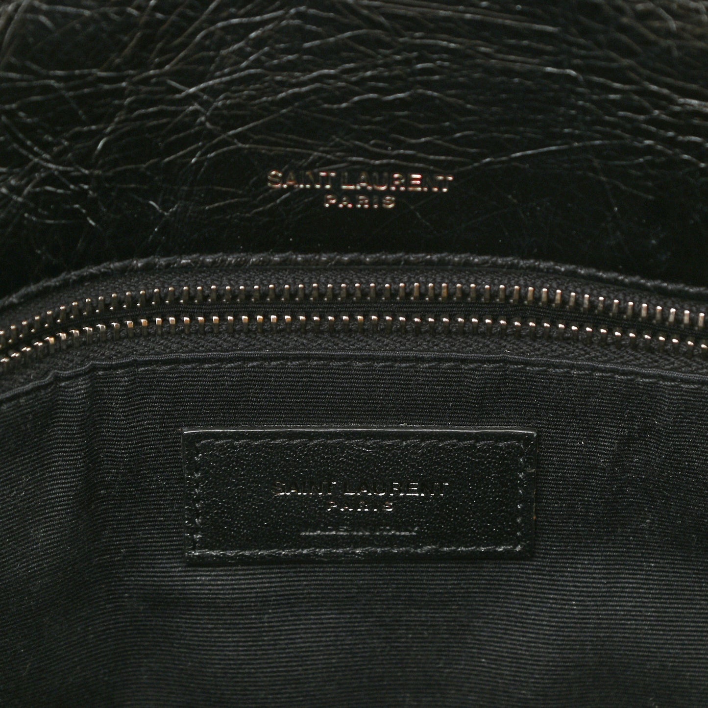 Crinkled Calfskin Matelasse Monogram Medium Niki Chain Satchel Black