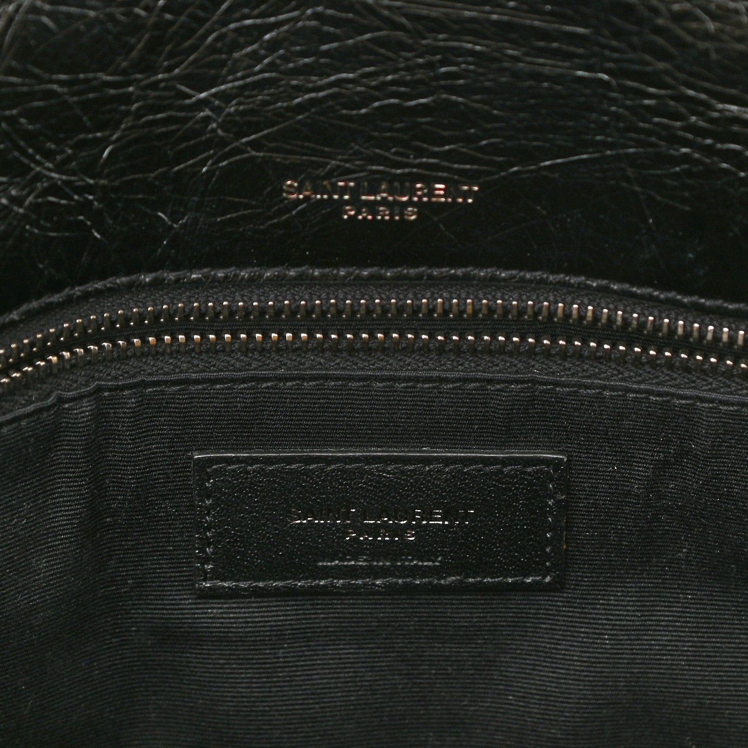 Saint Laurent Crinkled Calfskin Matelasse Monogram Medium Niki Chain Satchel Black 6 of 10
