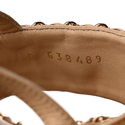 Chanel Lambskin Cork Chain Sandals 39 Beige 8 of 9