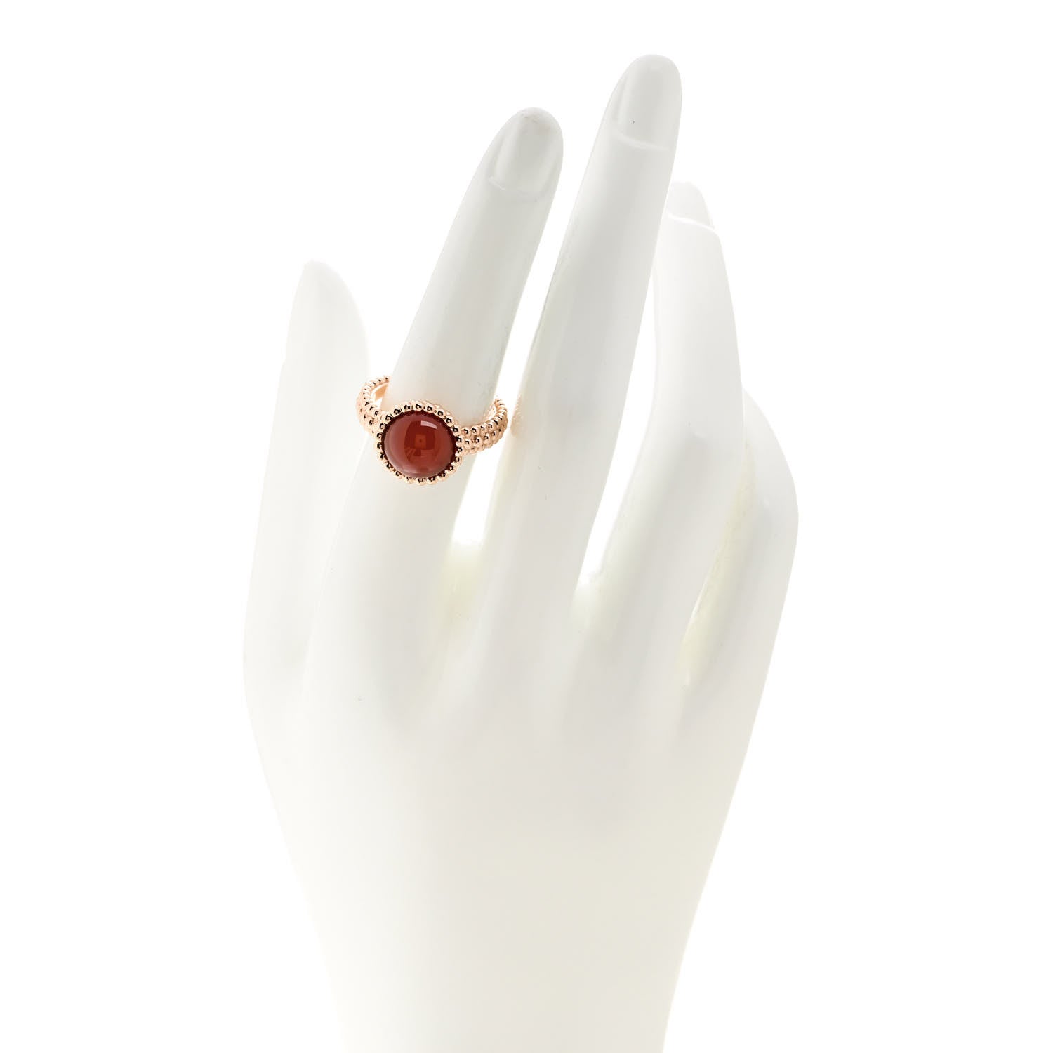Van Cleef & Arpels 18K Rose Gold Carnelian Perlee Couleurs Ring 54 6.75 2 of 7