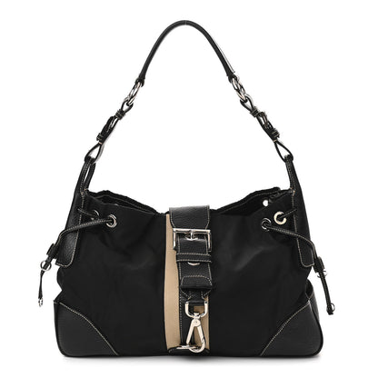 Prada Tessuto Nylon Vitello Foldover Buckle Satchel Black 1 of 10