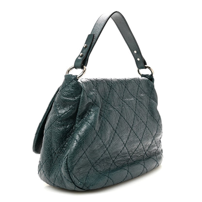 Chanel Glazed Calfskin Stitched XL On The Road Flap Blue 3 of 10