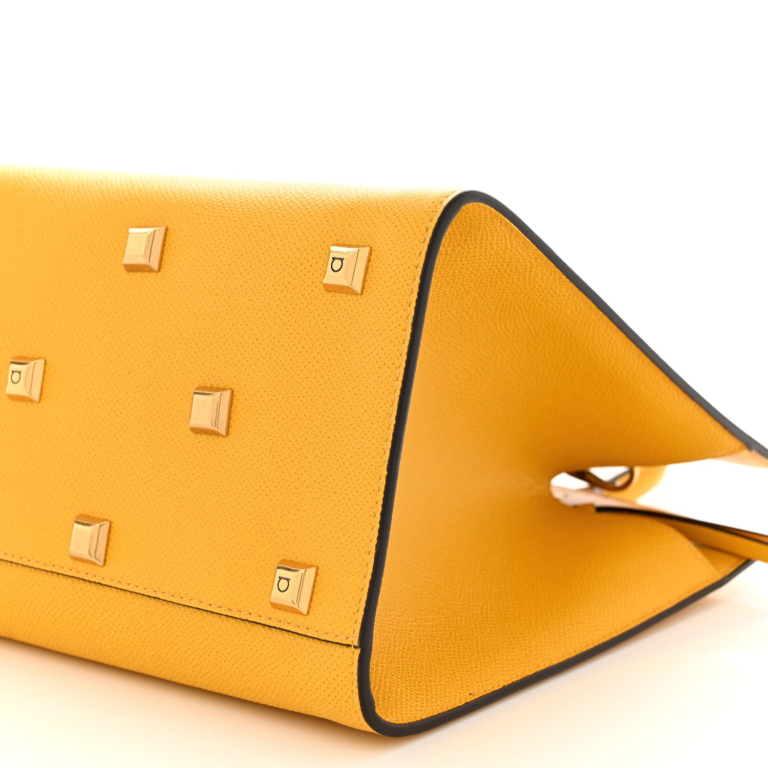 Salvatore Ferragamo Hammered Calfskin Medium The Studio Box Bag Yellow 10 of 10