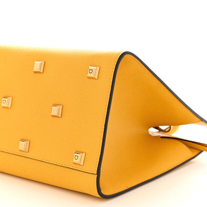 Salvatore Ferragamo Hammered Calfskin Medium The Studio Box Bag Yellow 10 of 10