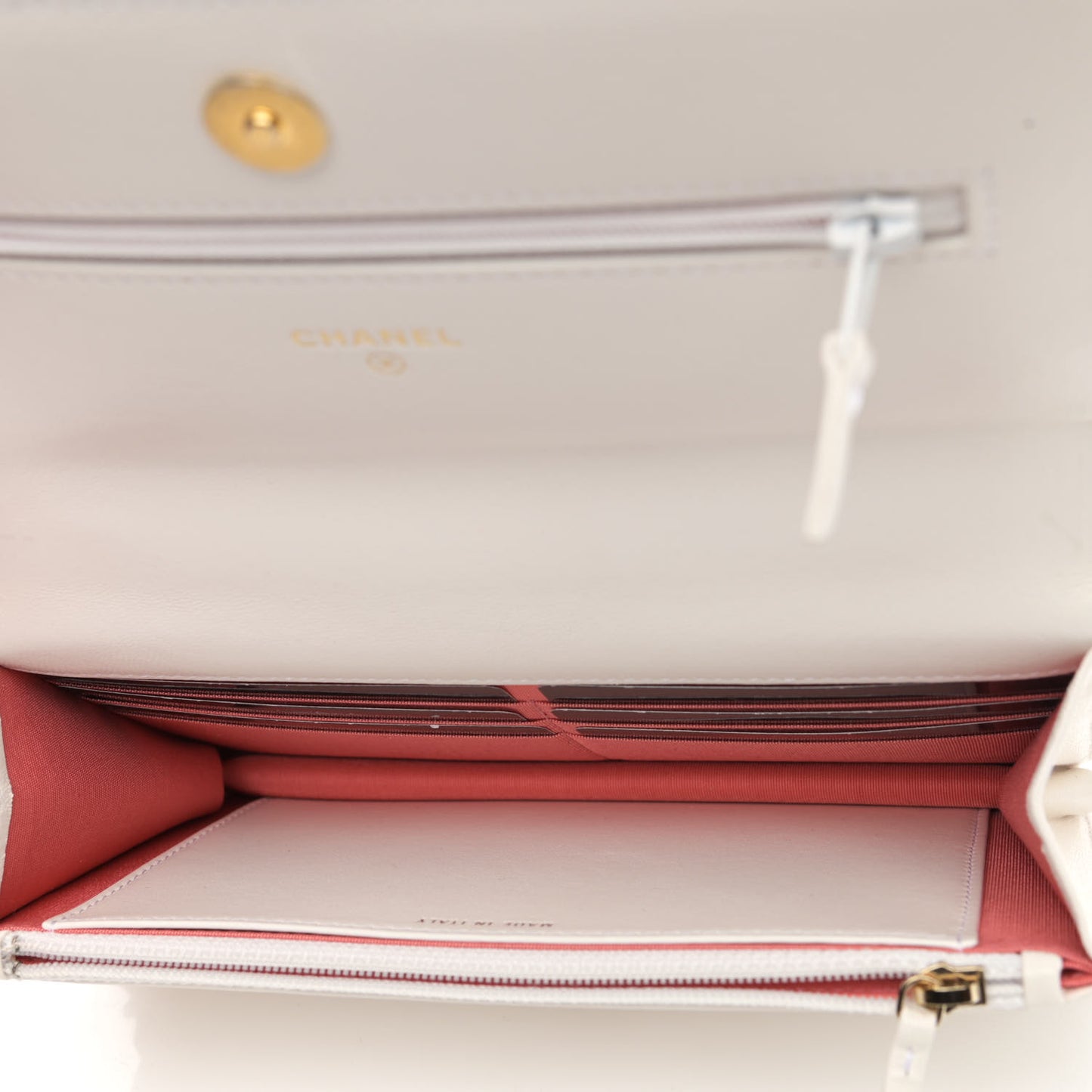 Lambskin Quilted Chanel 19 Wallet On Chain WOC White