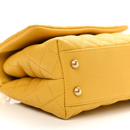 Chanel Caviar Quilted Mini Coco Handle Flap Yellow 16 of 22