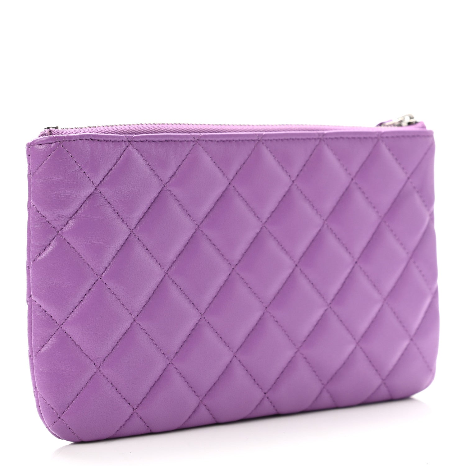 Chanel Lambskin Quilted Zipped Pouch Purple 3 of 8