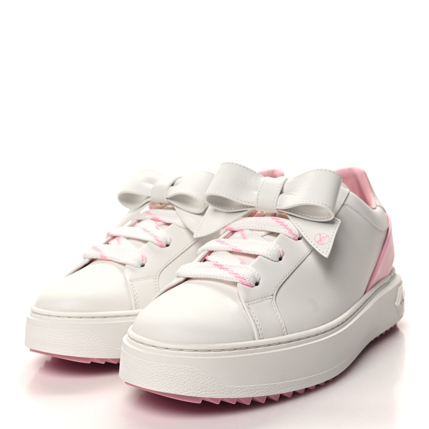 Calfskin Time Out Bow Sneakers 41 White Pink