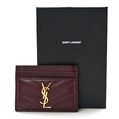 Saint Laurent Grain De Poudre Matelasse Chevron Cassandre Credit Card Case Bordeaux 10 of 10