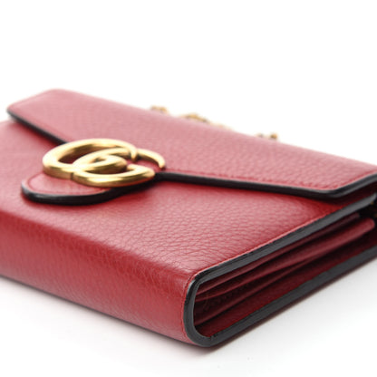 Gucci Calfskin GG Marmont Chain Wallet Vulcanic Red 7 of 10