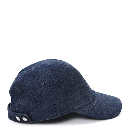 Hermes Denim Embroidered Davis Emile Hat 56 Indigo 6 of 9