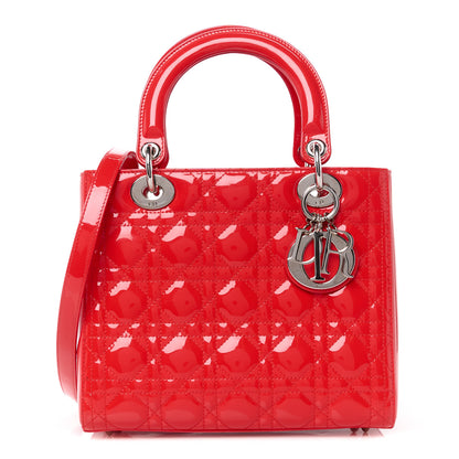 Christian Dior Patent Cannage Medium Lady Dior Red 1 of 10