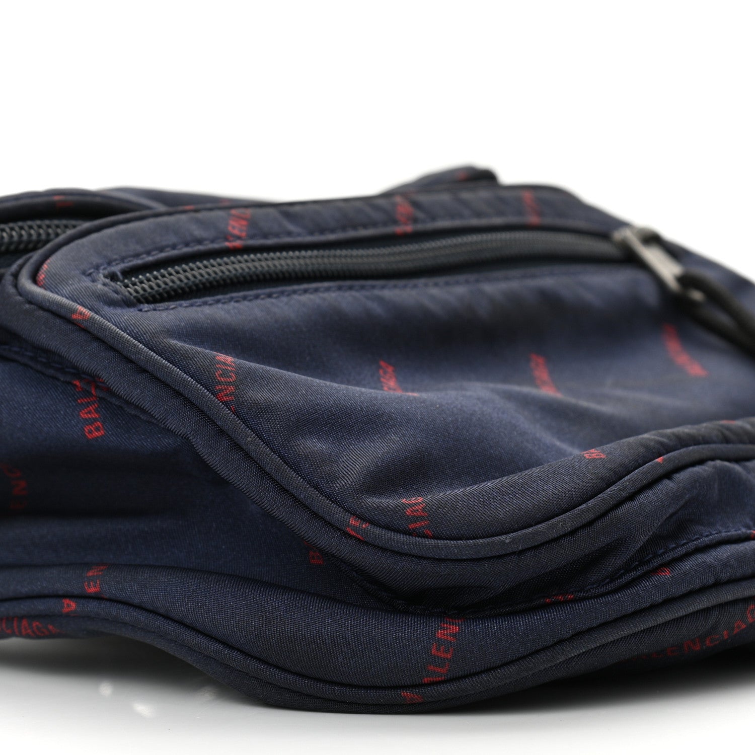 Balenciaga Twill Nylon Allover Logo Explorer Beltpack Bleu Canopee Rouge 9 of 10