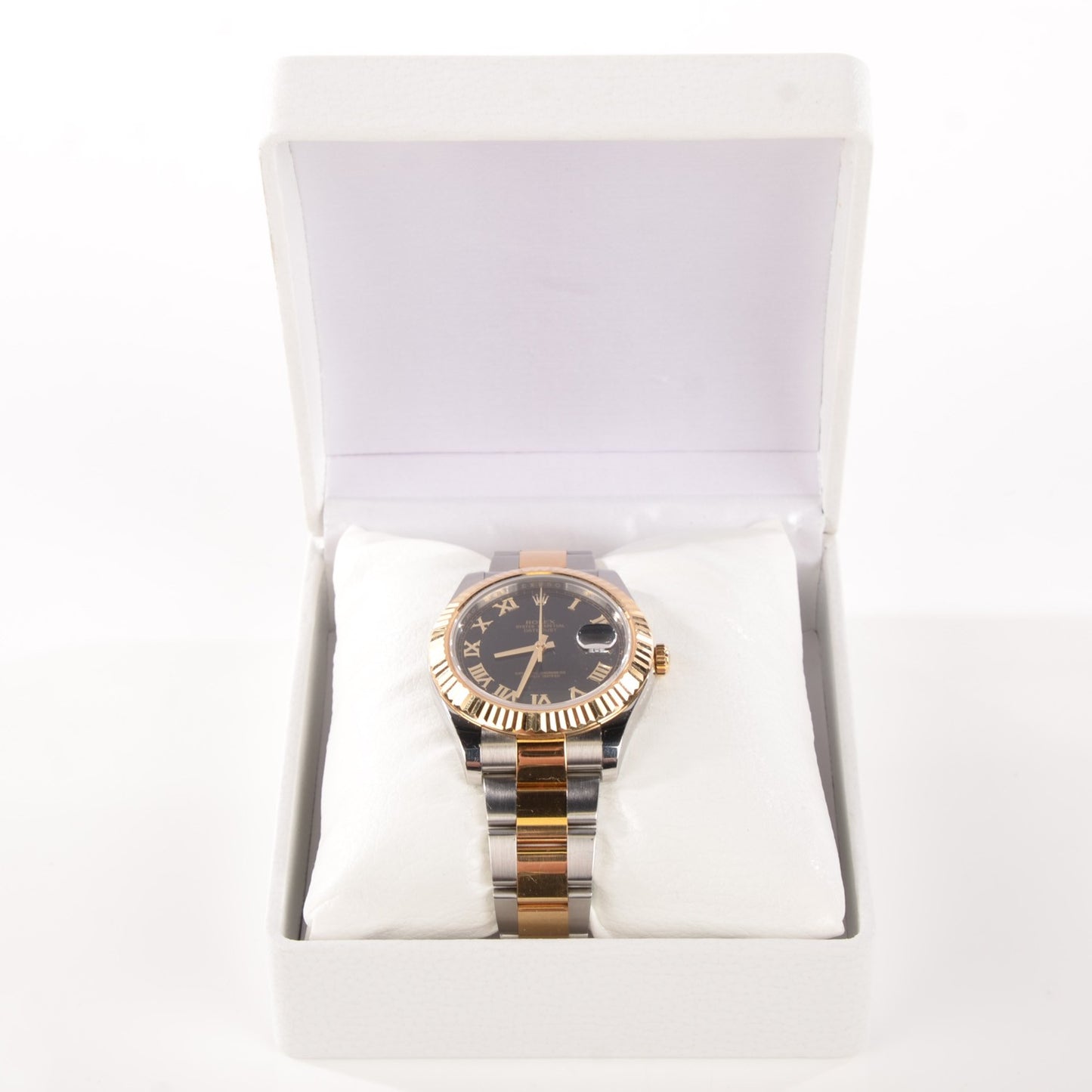 Stainless Steel 18K Yellow Gold 41mm Oyster Perpetual Datejust II Watch Black Roman 116333