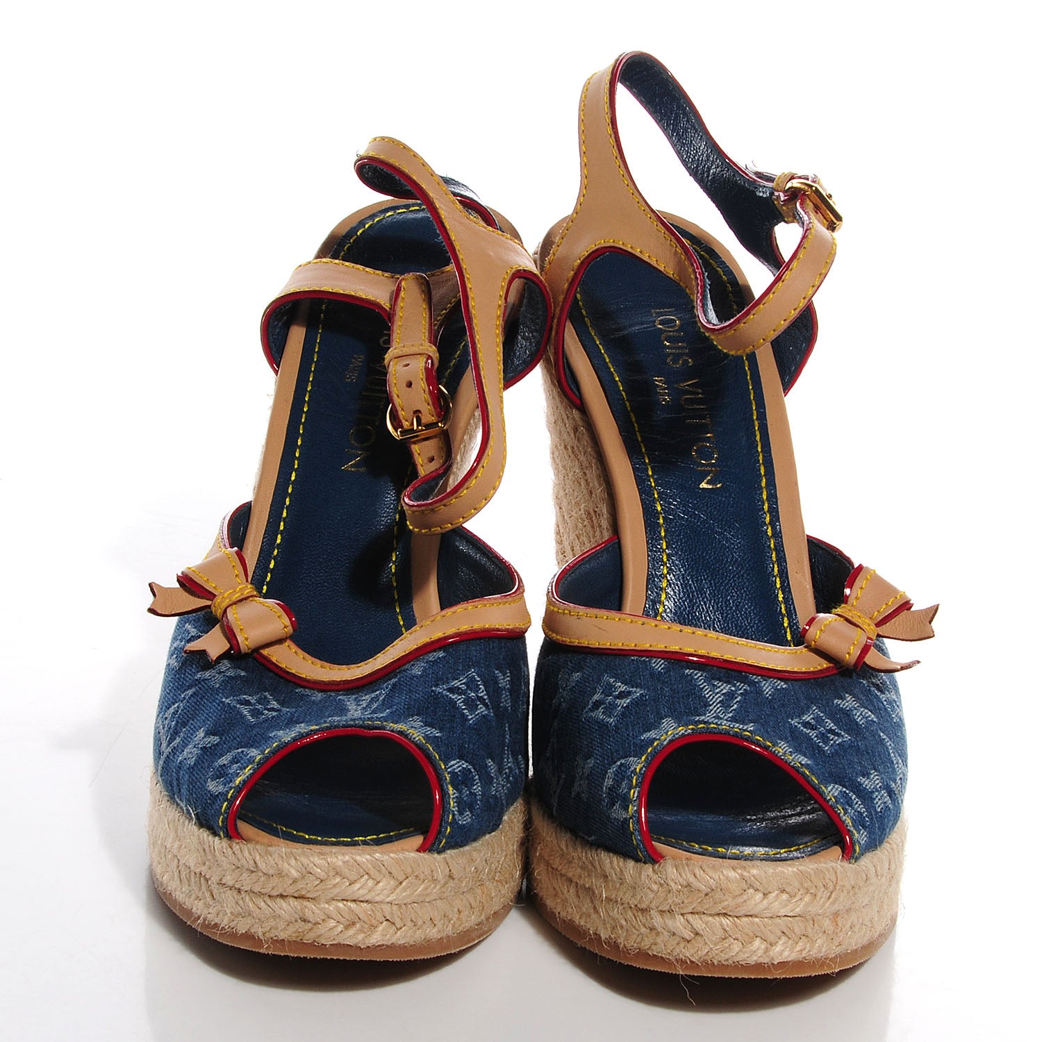 Louis Vuitton Monogram Denim Bow Espadrille Wedges 40 2 of 7