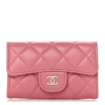 Chanel Caviar Quilted Flap Card Holder Wallet Pink 1 of 8