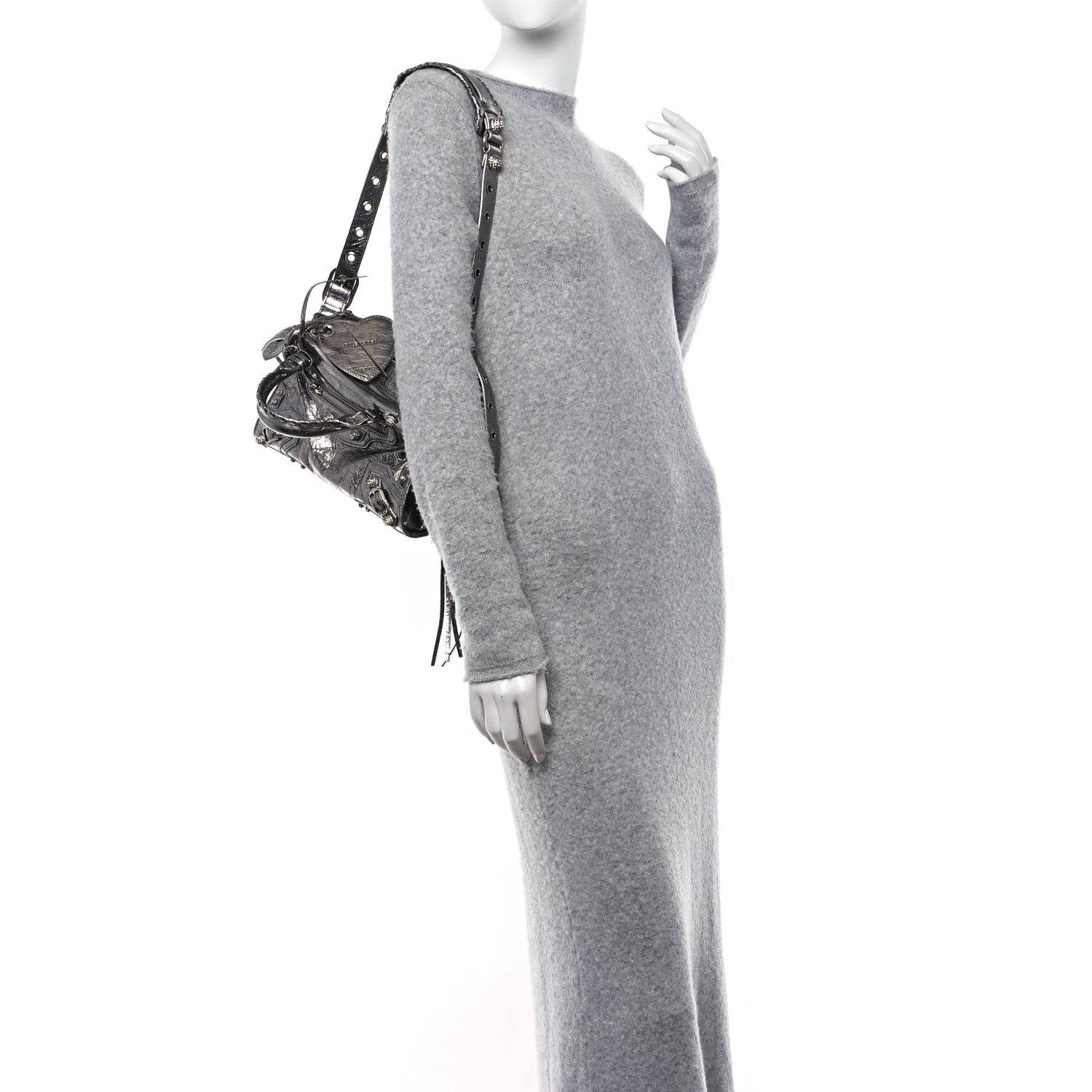 Balenciaga Agneau Arena Crystal Neo Cagole Handbag XS Silver 2 of 12
