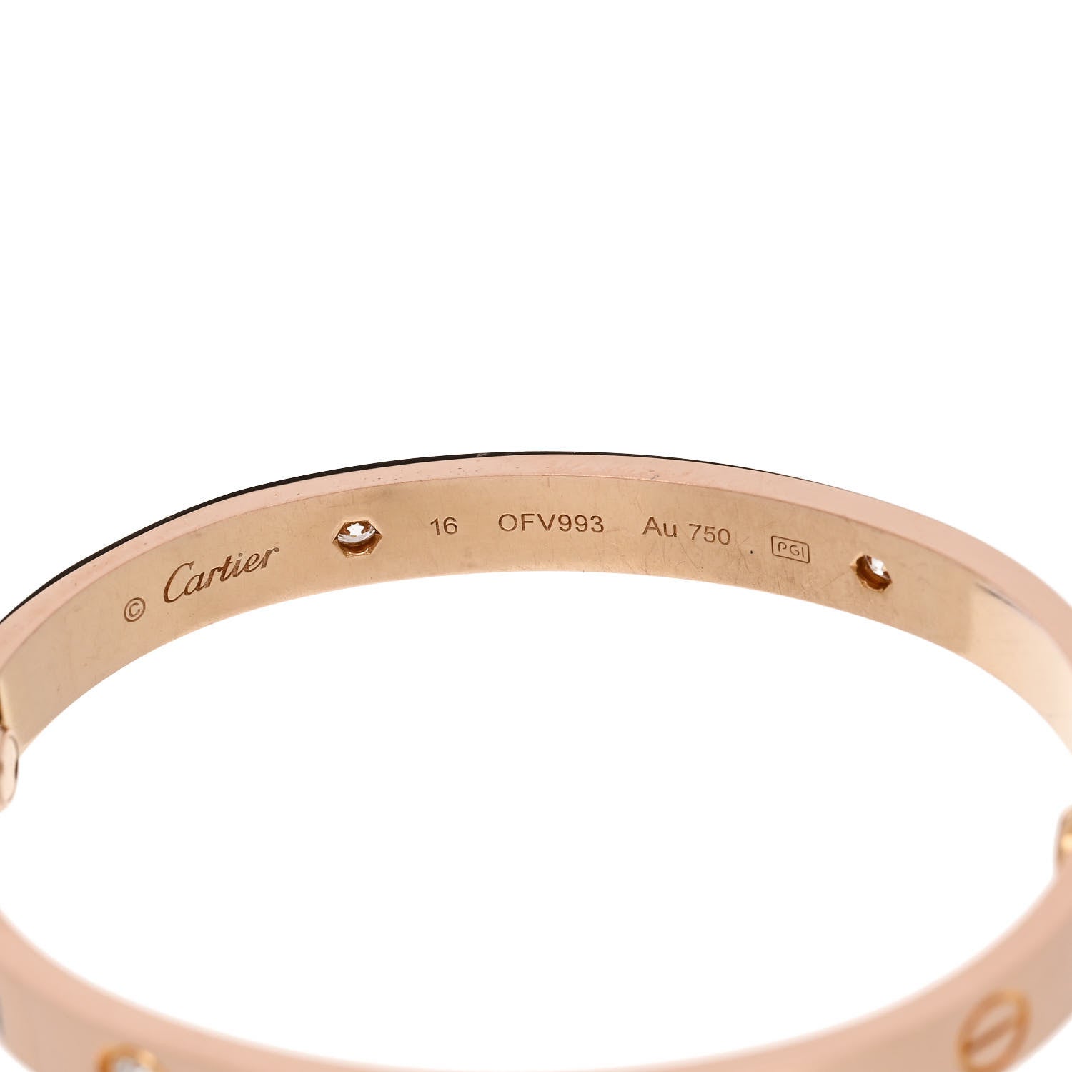 Cartier 18K Pink Gold 4 Diamond LOVE Bracelet 16 6 of 8