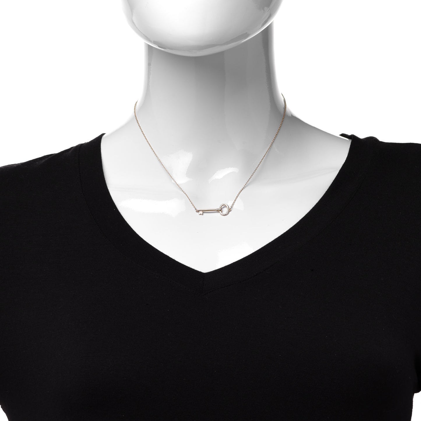 18K Rose Gold Small Oval Key Station Pendant Necklace