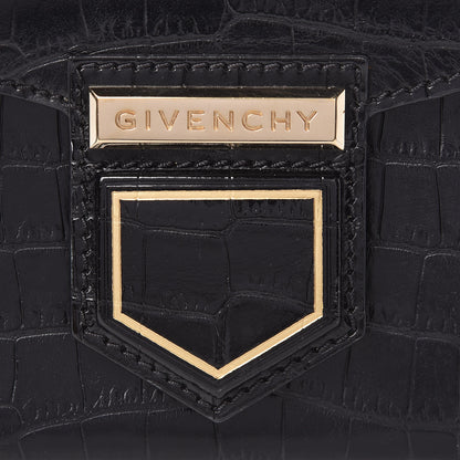 Givenchy Calfskin Crocodile Embossed Mini Nobile Shoulder Bag Black 8 of 11