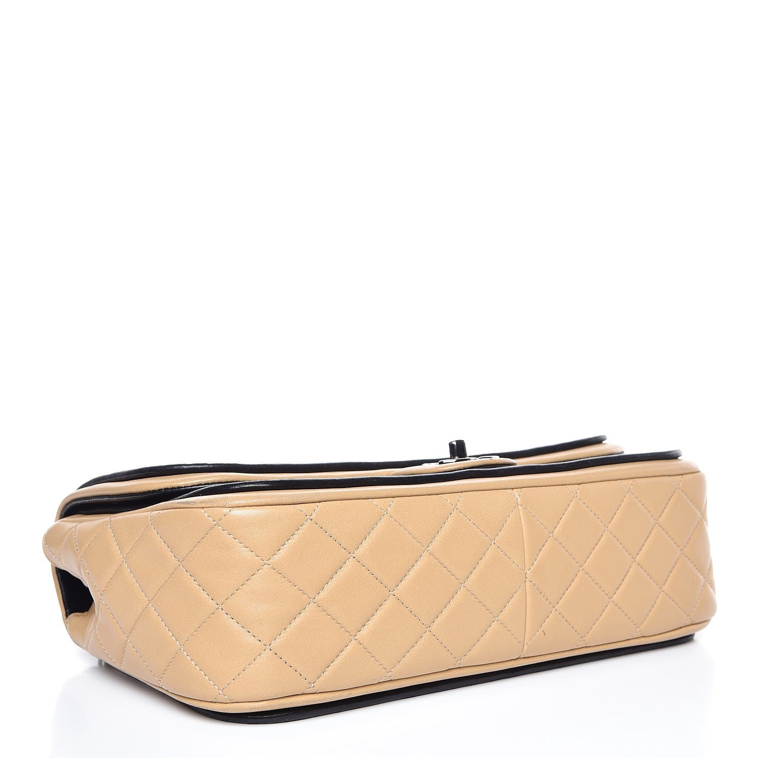 Chanel Lambskin Quilted Large Twist Two Tone Flap Bag Black Beige 5 of 14