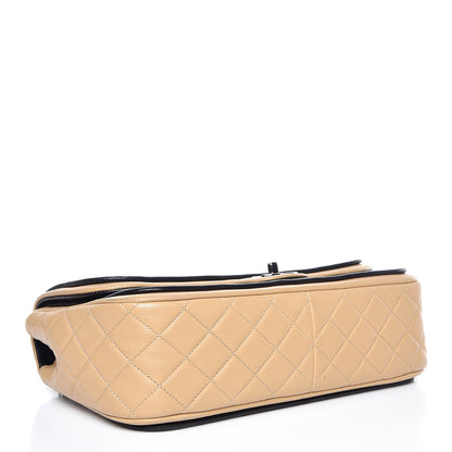 Chanel Lambskin Quilted Large Twist Two Tone Flap Bag Black Beige 5 of 14