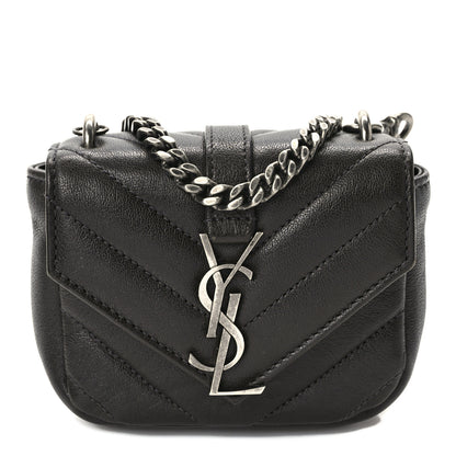 Saint Laurent Sheepskin Matelasse Chevron Monogram Mini College Bag Dark Anthracite 1 of 10